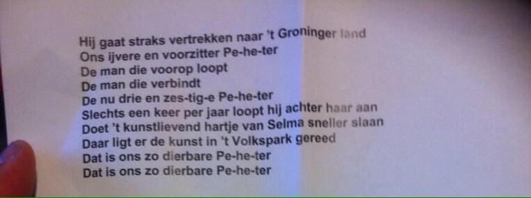 Wat super! In afscheidslied van @Peterdenoudsten worden wij ook genoemd! #Trots! Zo jammer dat Peter vertrekt!