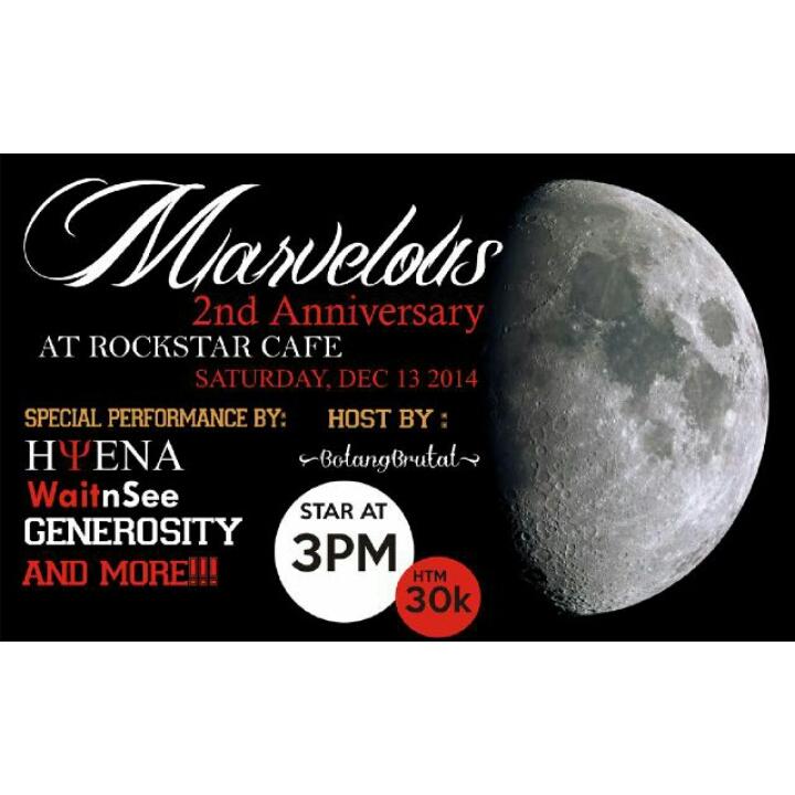 Marvelous_Band's tweet photo. Its new!!! Come and Join Us! Second Anniv Marvelous 13Dec'14 at RockstarCafe. Start from 3pm. Dont miss it guyss! http://t.co/jTbTUNRyG9