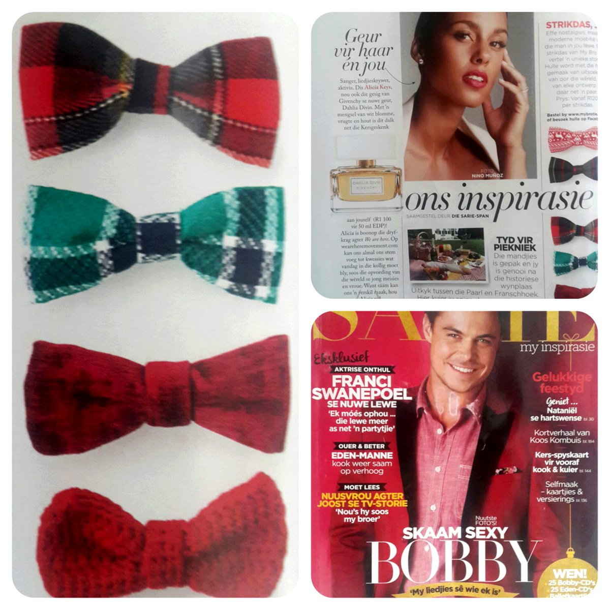 <a href="/MyBroTie/">My Bro Tie</a> being featured in the December edition of <a href="/SARIETydskrif/">SARIE Tydskrif</a>. On the inspiration page nogal!