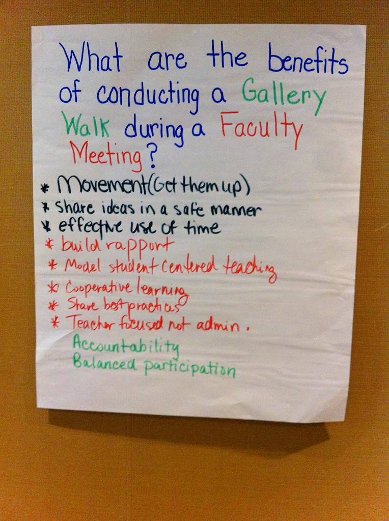 The benefits of using Gallery Walks in faculty meetings. #learnfwd14