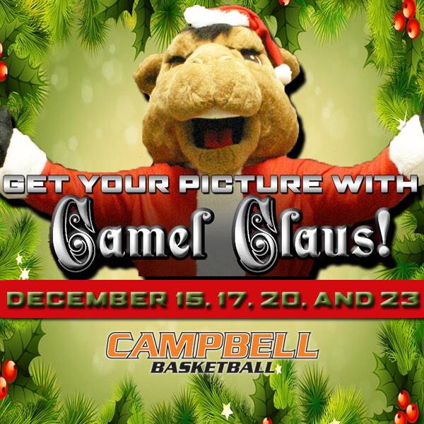 GoCamels's tweet image. Get your picture taken with Camel Claus at upcoming basketball games this holiday season! 🎄🎁🎅
