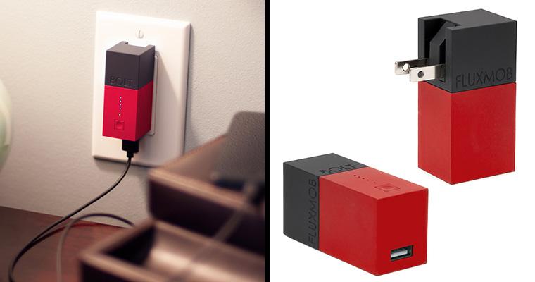 Fluxmob BOLT is the world’s smallest portable battery backup and wall charger combined #chargeanywhere
