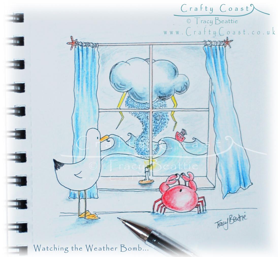 Archie the Gull &amp; Max the Crab watching the #weatherbomb as it descends on the coast #highseas