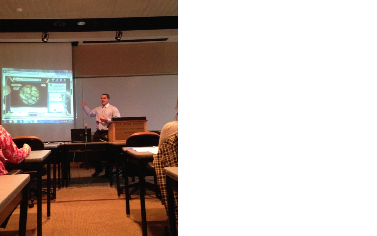 IUPBiology's tweet photo. Several science education students from IUP presented original research on student learning at the PSTA conference http://t.co/50YnXrG1SB