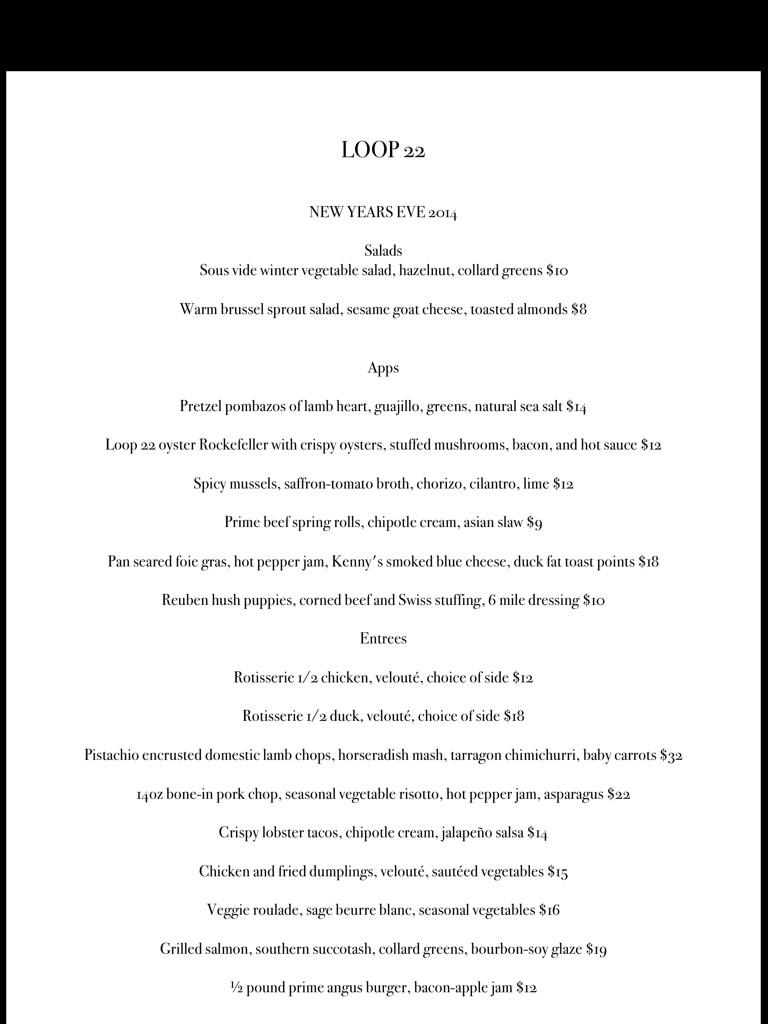 EricMor97850376's tweet photo. 2014 NYE menu. #duck #lamb #HappyNewYear #loop22 @insiderlou reserve your table at 502-882-3279 http://t.co/wJtcQ5nI6E