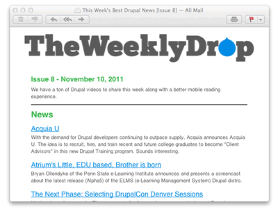 TracyDrupal's tweet photo. I FOUND IT! @TheWeeklyDrop is a weekly newsletter for #Drupalers. Sign up now: http://t.co/W3ktxfiyNa #drupal http://t.co/g2dRCGCjBe