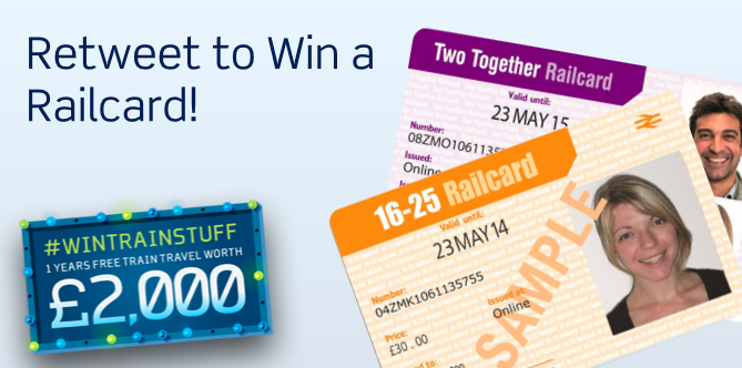 thetrainline's tweet photo. RT to #Win a Railcard with #WinTrainStuff. Plus only 4 days left to win £2000 train travel >>http://t.co/X5Wr8XDGPI<< http://t.co/9ZMkIJRz86