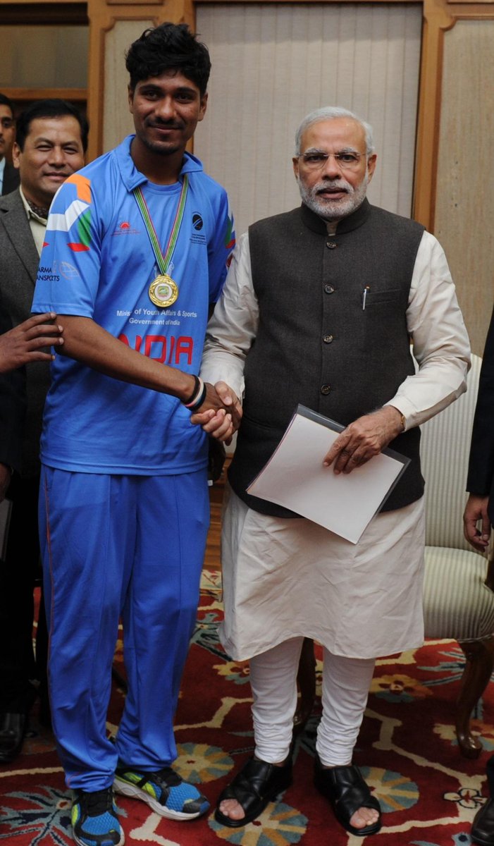 narendramodi's tweet photo. My friend Deepak is from Haryana. Scored 2 big 50s, against SL in the league match &amp; against Pakistan in the finals. http://t.co/lcD3oYfkHw