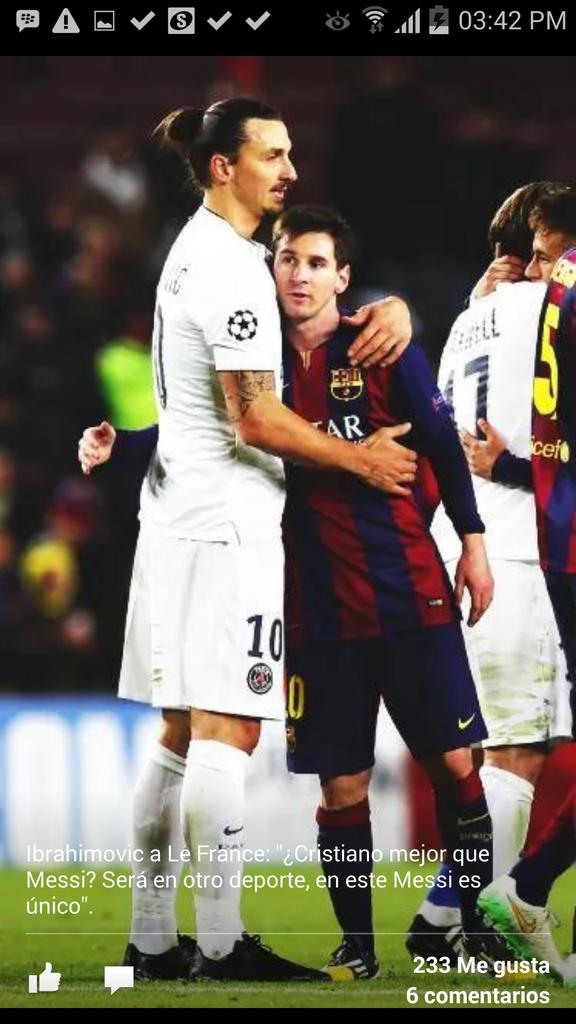 Ibrahimovic a Le France: ¿Cristiano mejor que Messi ? Será en otro deporte, en este Messi es único.