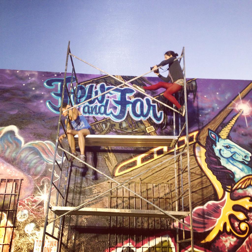 FewandFarwomen's tweet photo. Hops and AC working on our mural at Art Basel. @Ironlak @systemkrush #fewandfar #ironlak #artbasel #systemkrush http://t.co/KUh2UH7gzg
