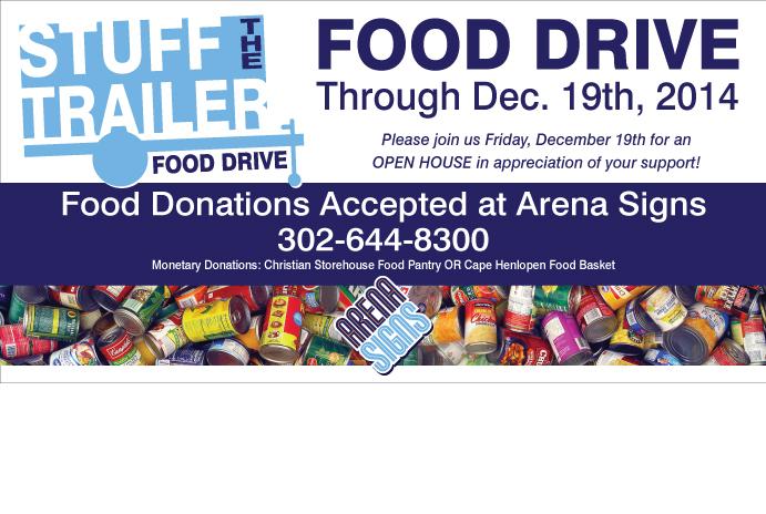 ArenaSigns's tweet photo. Plenty of trailer left to fill! Collecting food donations til 12/19. Who's with us?! #NetDE #Delaware http://t.co/HVdO5jzFux