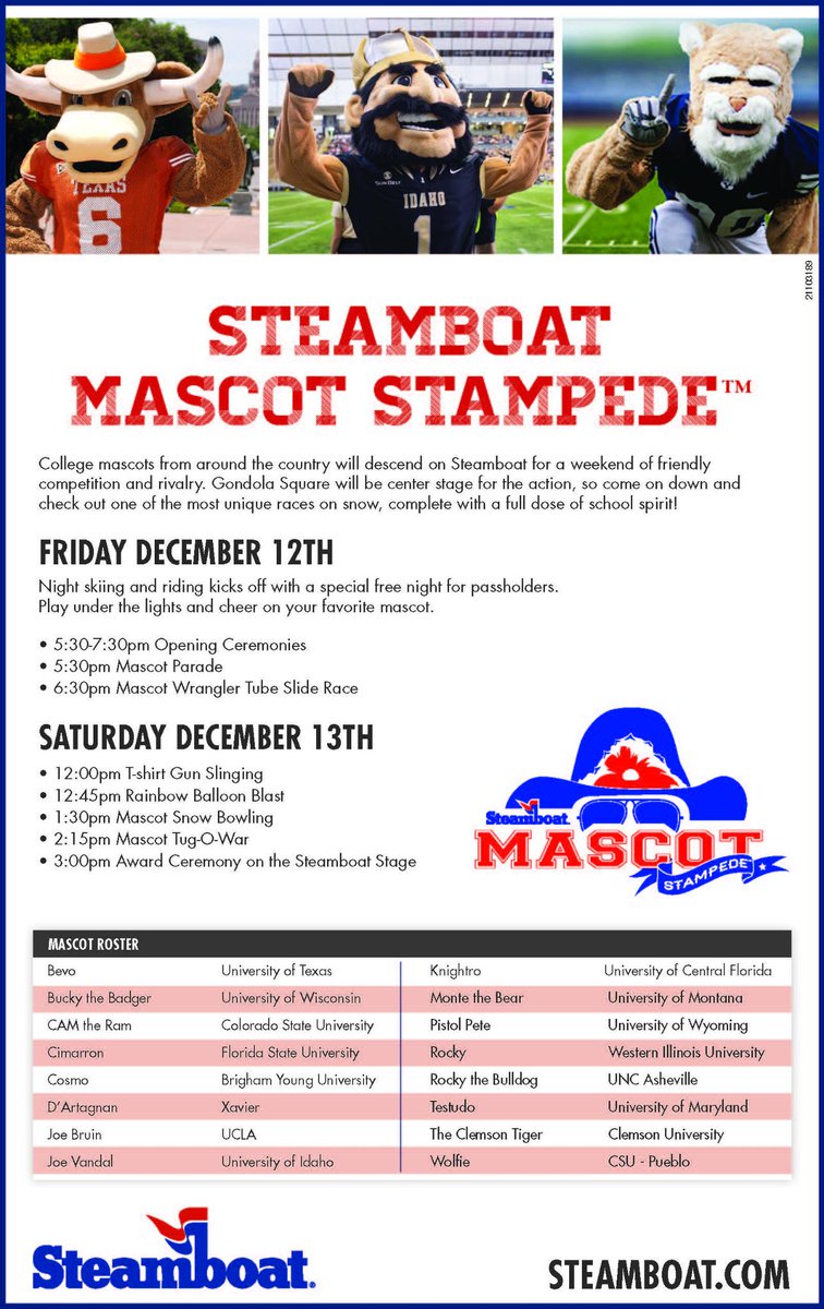 Idaho_Vandals's tweet photo. .@ColoradoVandals make it up to @skisteamboat this weekend for a chance to hangout with Joe Vandal #MascotStampede http://t.co/aIHWrwYkyw