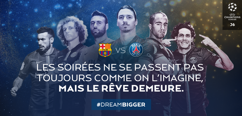 PSG_inside's tweet photo. Les soirées ne se passent pas toujours comme on l'imagine, mais le rêve demeure. #FCBPSG http://t.co/ums6XpiItu