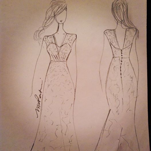 MaureenPBridal's tweet photo. Custom illustration by Maureen Patricia for a french lace gown... soon to be created. http://t.co/v2VBxcPncf