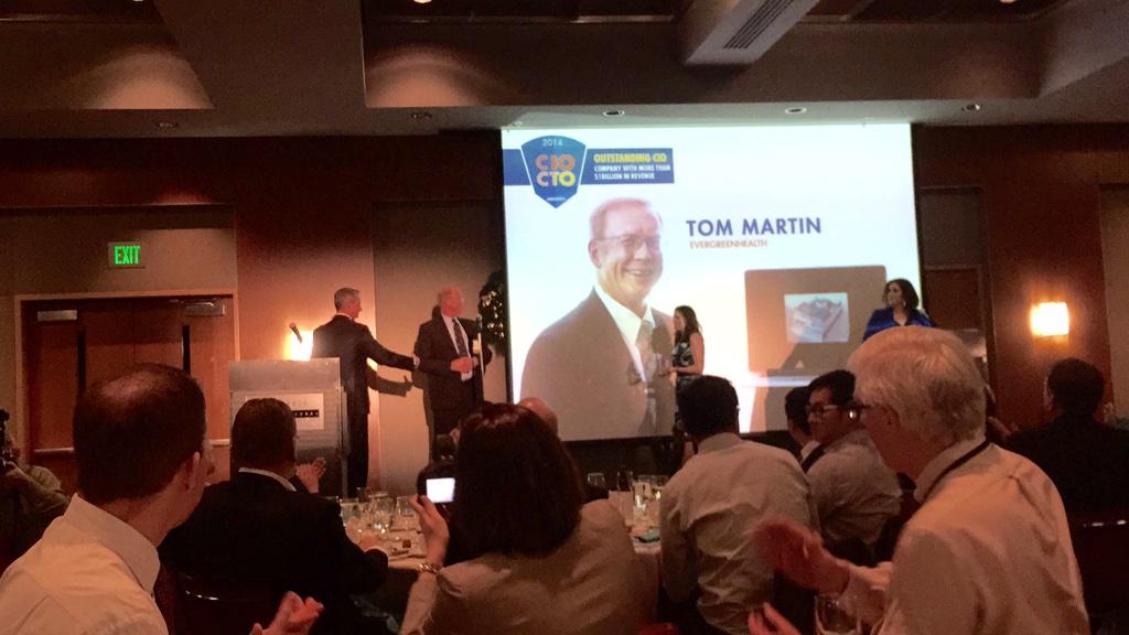Jamie_Trigg's tweet photo. Congratulations, Tom Martin, for winning the 2014 #PSBJCIO of the Year Award! @EvergreenHealth http://t.co/UHePUVJ3fn