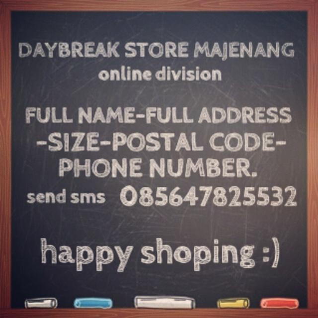 Buat kalia  yang mau hunting barang DAYBREAK tapi malew keluar,nih cara mudah buat belanja online,happi shoping :)