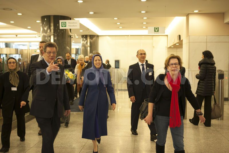Taaherzadeh's tweet photo. “ #MaryamRajavi president-elect of the National Council of Resistance of #Iran arrives at the European Parliament http://t.co/oXt6PnDrrj”