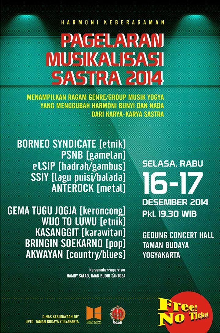 Malam ini #acara_seni 16-17/12/14 19:30 Pagelaran Musikalisasi Sastra | <a href="/ConcertHallTBY/">Concert Hall TBY</a> | Gratis   via <a href="/infosenijogja/">Akun Terkunci</a>
