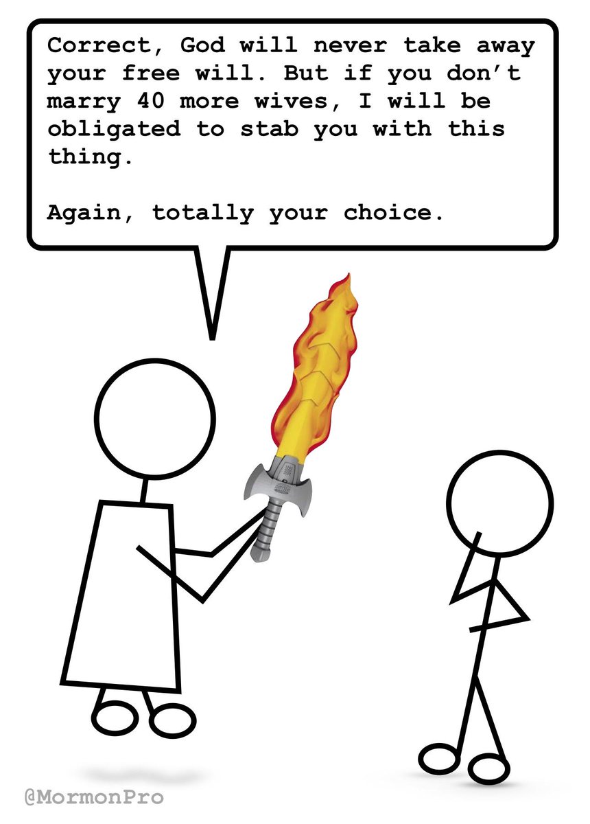 MormonPro's tweet image. Free will is essential to God's plan. Usually. #lds #mormon