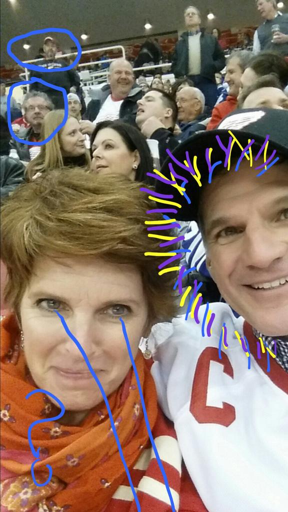barletta_27's tweet photo. Mom and dad at the wings game tonight #CreepsInTheBack #WhatIsMomLookingAt #DadsFace #IWasBornFromThatFace #Beauty๐ฏ http://t.co/fb34iiOR7R