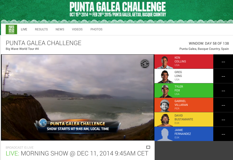 IT'S ON - IN HUGE SURF! Watch the live webcast from the Punta Galea big wave event right now: ASPWorldTour.com
