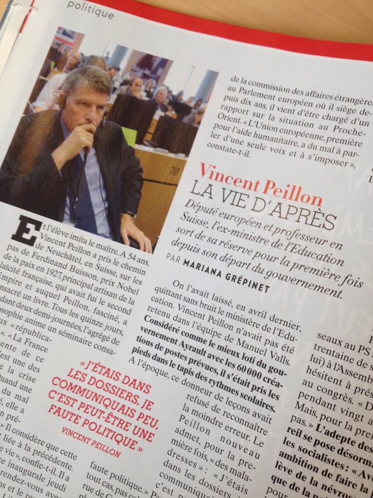 .<a href="/Vincent_Peillon/">Vincent Peillon</a> reconnaît des "maladresses" quand il était ministre de l'Education. A lire <a href="/ParisMatch/">Paris Match</a>