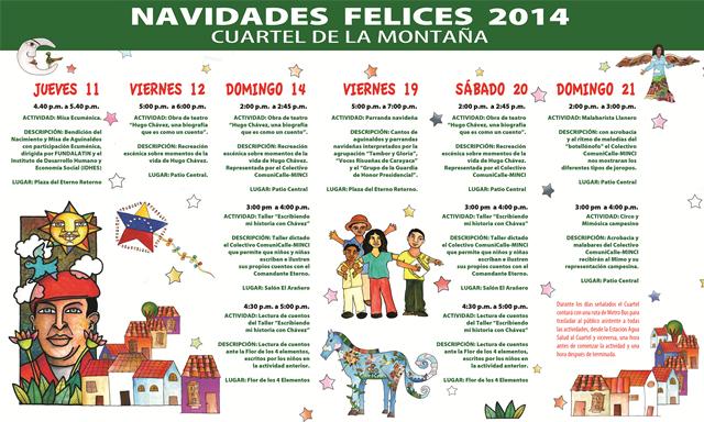 Conoce, difunde y comparte la programación navideña del Cuartel de la Montaña #4F. #ChavezVive #TenemosPatria