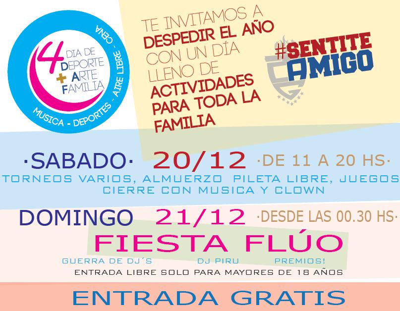 Este 20/12 te esperamos desde las 11 para disfrutar de nuestro cierre del año en el 4to día de #DeporteArteYFamilia
