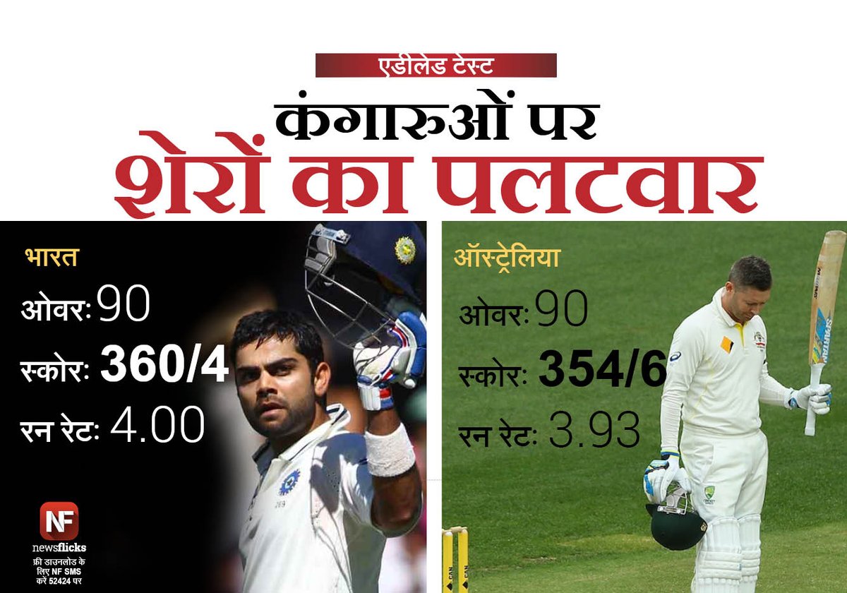 newsflickshindi's tweet photo. #AUSvIND मैच में बल्लेबाज़ों ने दिखाया कि मैच अभी बाकी है मेरे दोस्त! #3rdIndian http://t.co/bl3mu8Ce1T