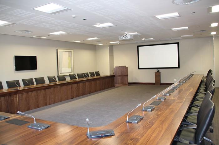 The newly renovated Boardroom in the Admin B building boasts advanced technology and conferencing facilities
