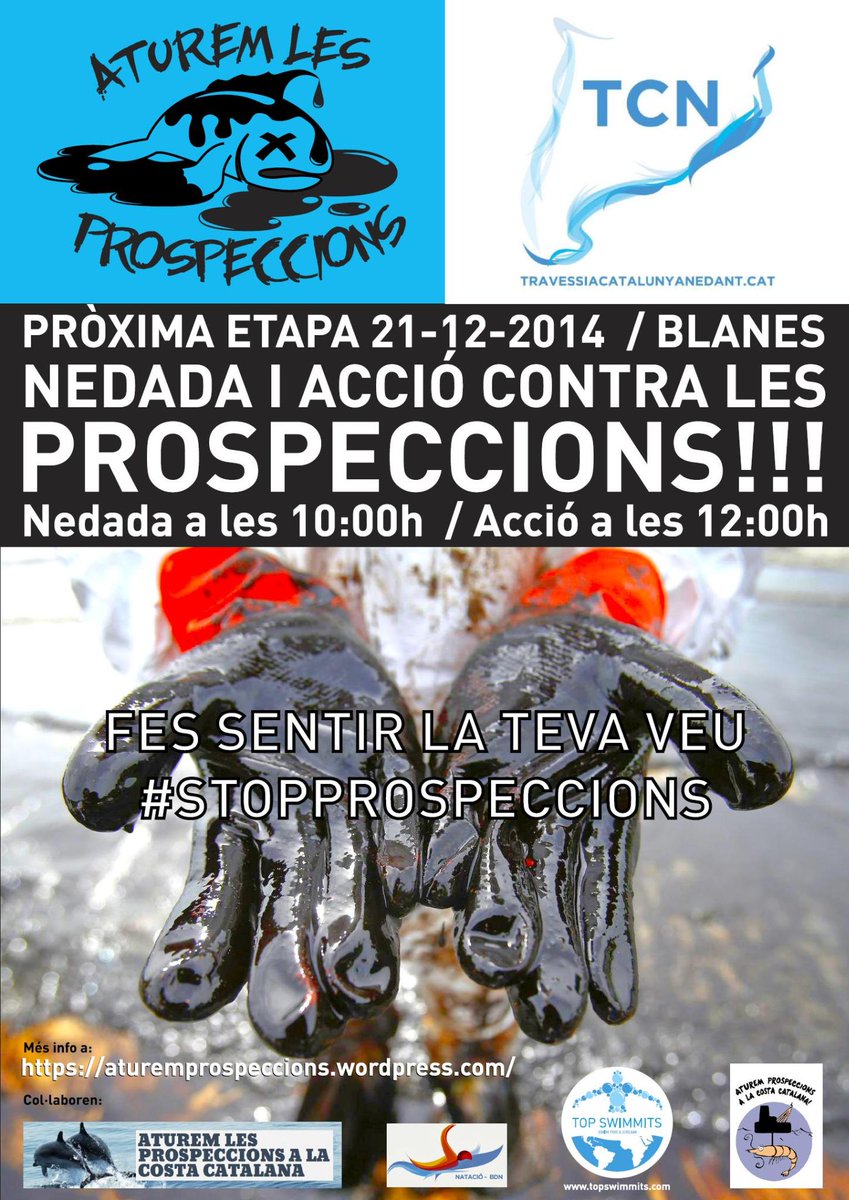 21 desembre nedada a Blanes en protesta prospeccions petrolíferes sumat a travessiacatalunyanedant.cat