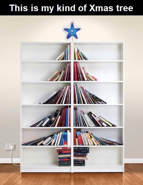 Helenintgarden's tweet image. “@LivCityReaders: Our kind of Christmas tree via Tickld @SpeakingofBks http://t.co/Z5Mj6lzr06” @HelpMyBookClub