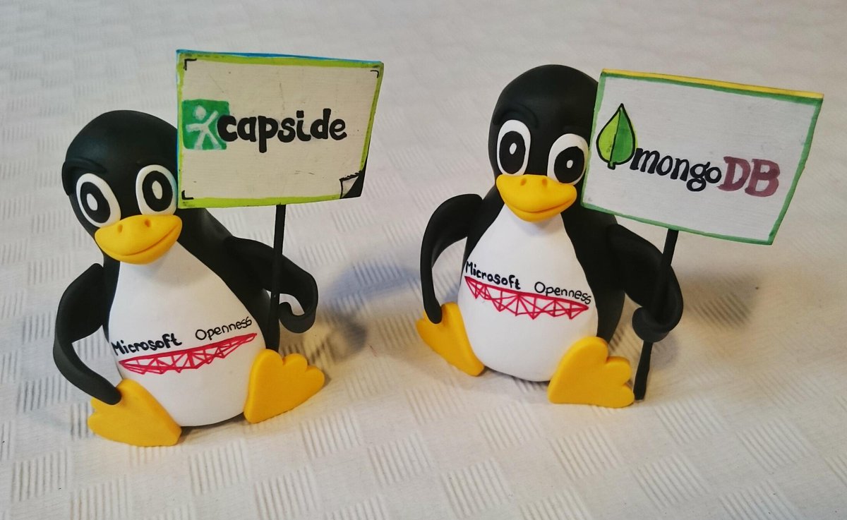 capside's tweet image. Muchas gracias a @freeguras por los Tuxs con las banderas de @capside y @MongoDBspain en los #DevOSSAzureDays :)