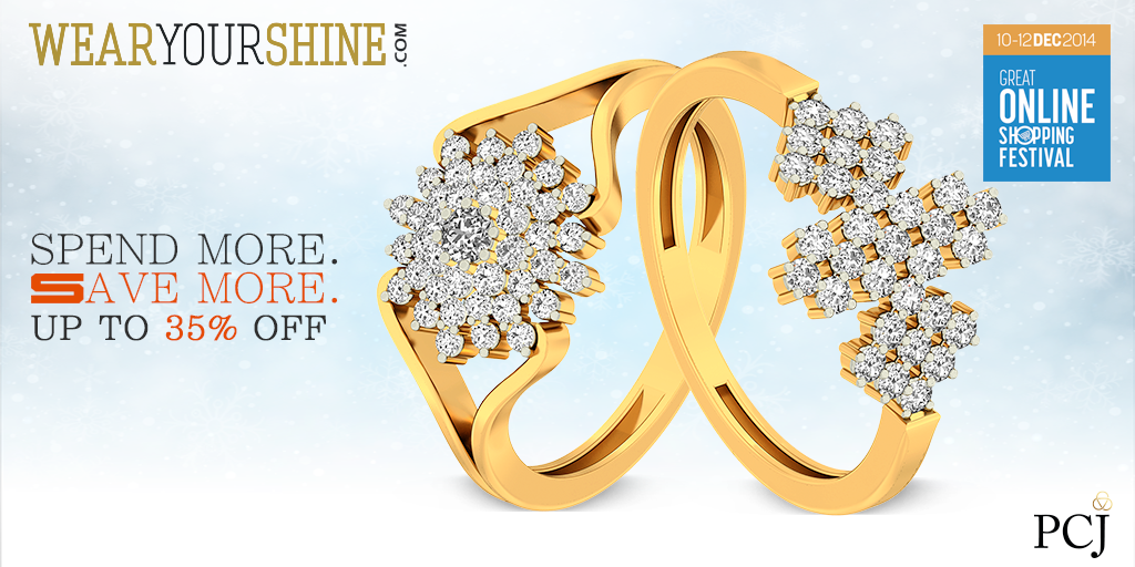 PCJeweller's tweet image. This time around,The more you Spend,The more you Save. Save Up to 35% this #GOSF on fine diamond jewellery.#GOSF2014