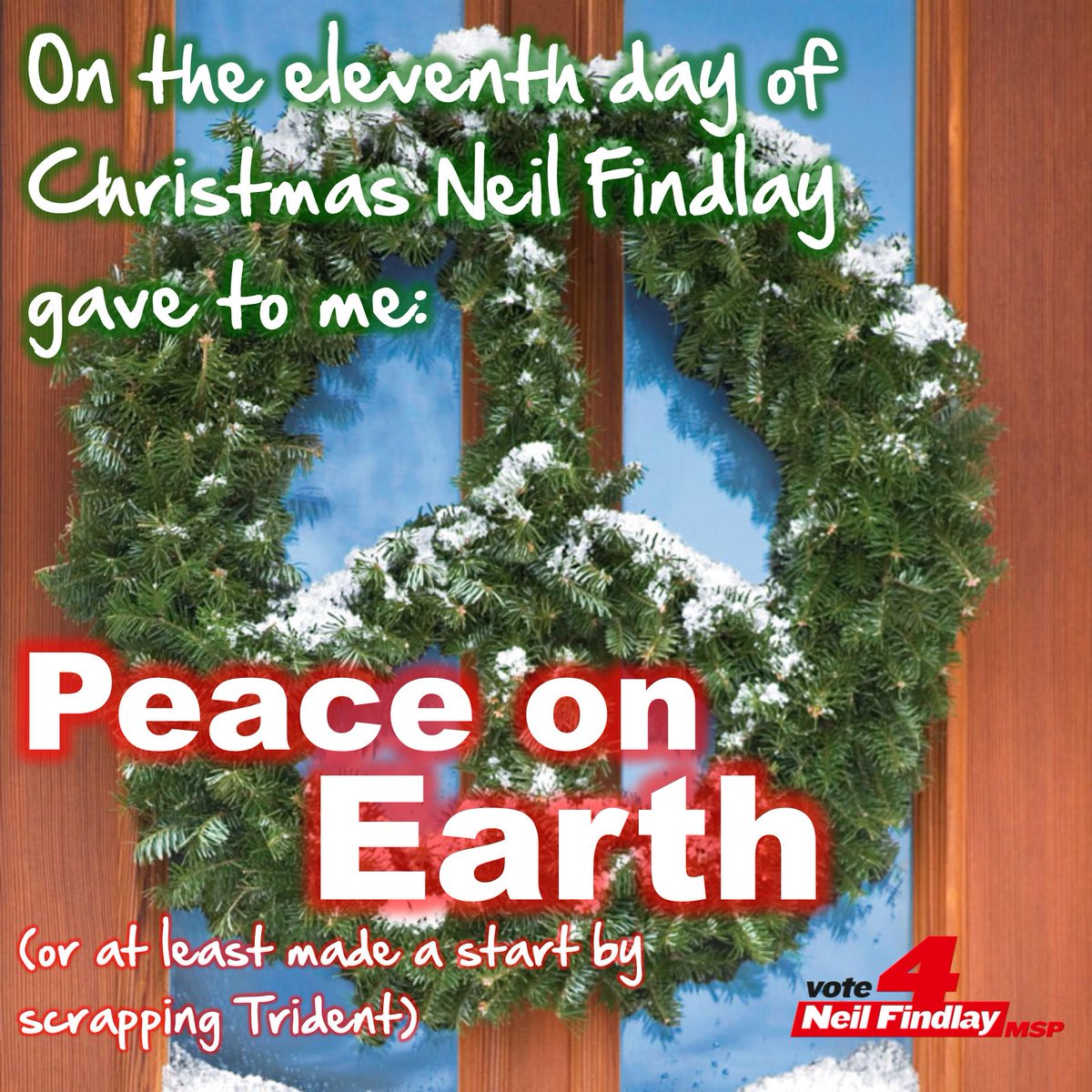 Neil4Scotland's tweet photo. On the 11th day of Christmas Neil Findlay gave to me .... a commitment to ending Trident! http://t.co/iJ3XvLHFfB