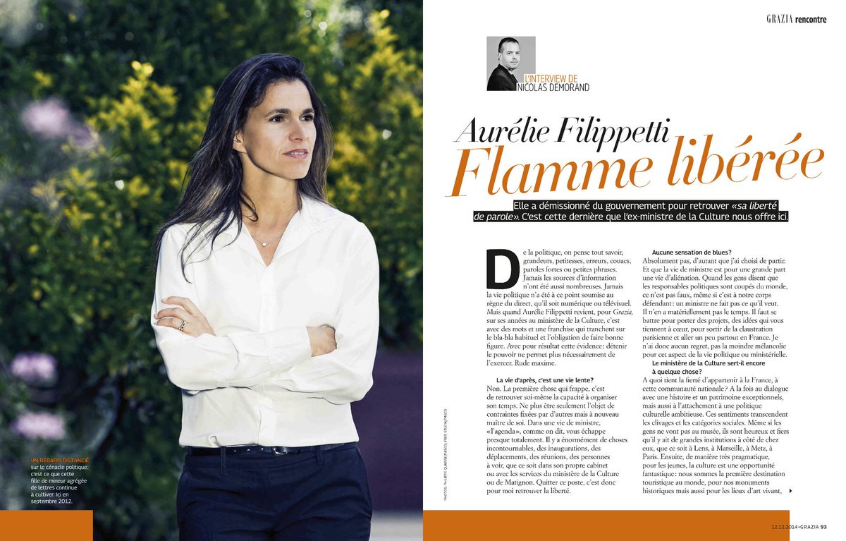 PascoAndCo's tweet photo. Aurélie Filippetti @aurelifil @PhilippeQuaisse in Grazia http://t.co/2JSZHLsNeO