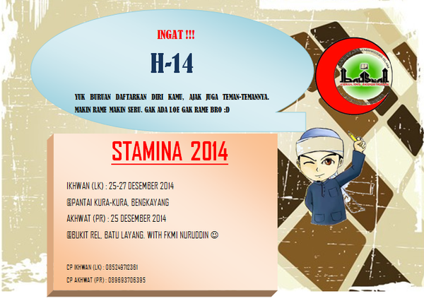 FKMI_IbnuSina's tweet photo. Brother-sisterfillah, pada ikutan STAMINA yuk. dijamin liburan kamu bakalan dihabisin sama kegiatan yg bermanfaat ^^ http://t.co/3Fe4N1v2Yu