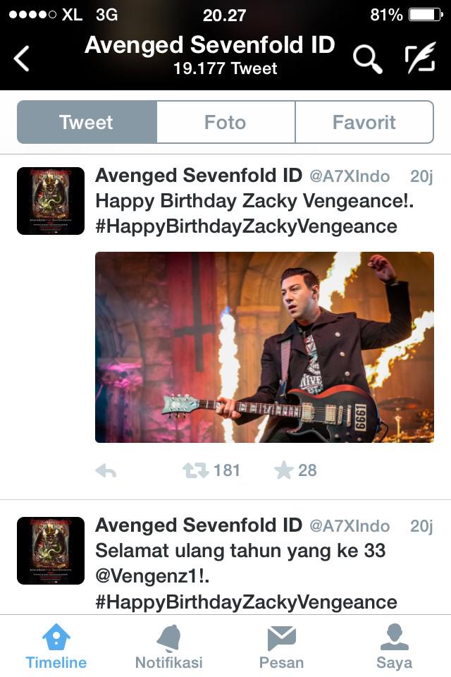 Happy Birthday Zacky Vengeance, Semoga diberi umur panjang dan semakin hebat main guitar nya ya.. 