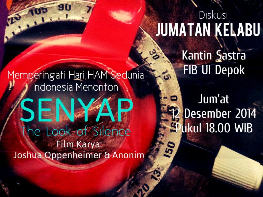 Besoook!! Akan ada pemutaran film Senyap di kantin sastra FIB UI! Pkl. 18.00-selesai<a href="/raihanabiyan/">Raihan</a> <a href="/ausofali/">Sop</a>