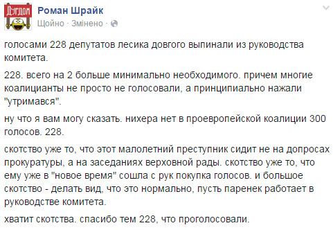 Рада лишила Довгого руководящей должности в комитете ВР - Цензор.НЕТ 5057