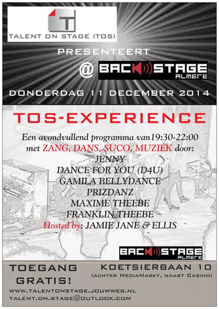 D4Ualmere's tweet photo. Vanaf 18:00 nog even alles doornemen en dan vanavond drie keer optreden in Backstage bij TOS-EXPERIENCE! Wordt leuk!! http://t.co/QaZpZKfcdM