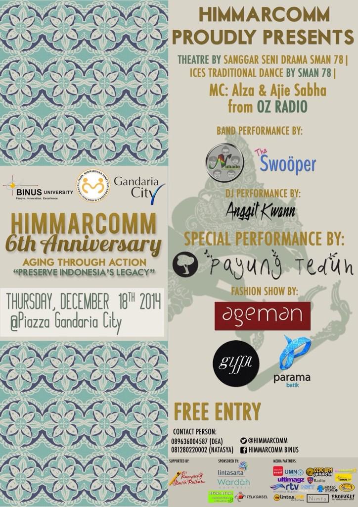 H-7! #HIMMARCOMM6thAnniversary 18/Des/14' di Piazza Gandaria City, mulai jam 3 sore! GRATIS LHO! :D