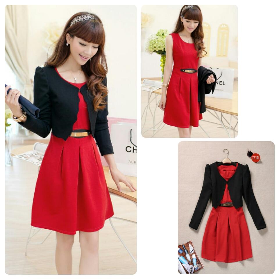 Heta Set (Cardi+Dress). RED IDR.140. Bahan.Cotton. Size.M L (Bust.80,88cm Lenght.84,85cm Bust.86,92cm Lenght.34,35cm)