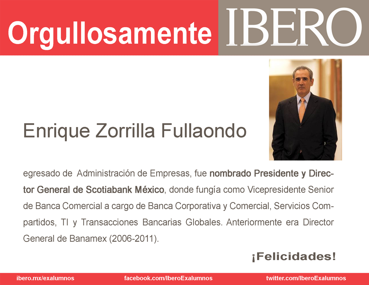IberoEgresados's tweet photo. Egresado de @AdmonIBERO es nombrado Presidente y Director General de Scotiabank México ¡Felicidades! http://t.co/Vv3Oh2sDRB