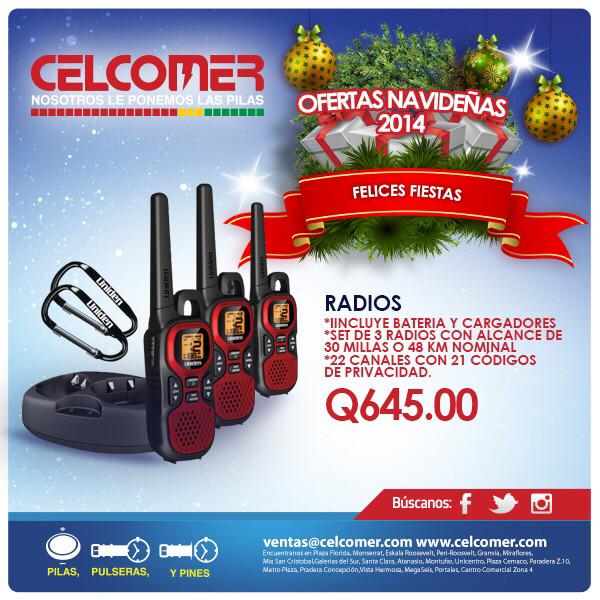 Celcomer's tweet photo. Set de tres radios incluye baterías Q645.00
Aprovecha nuestras ofertas navideñas http://t.co/zK1HGxTQrX