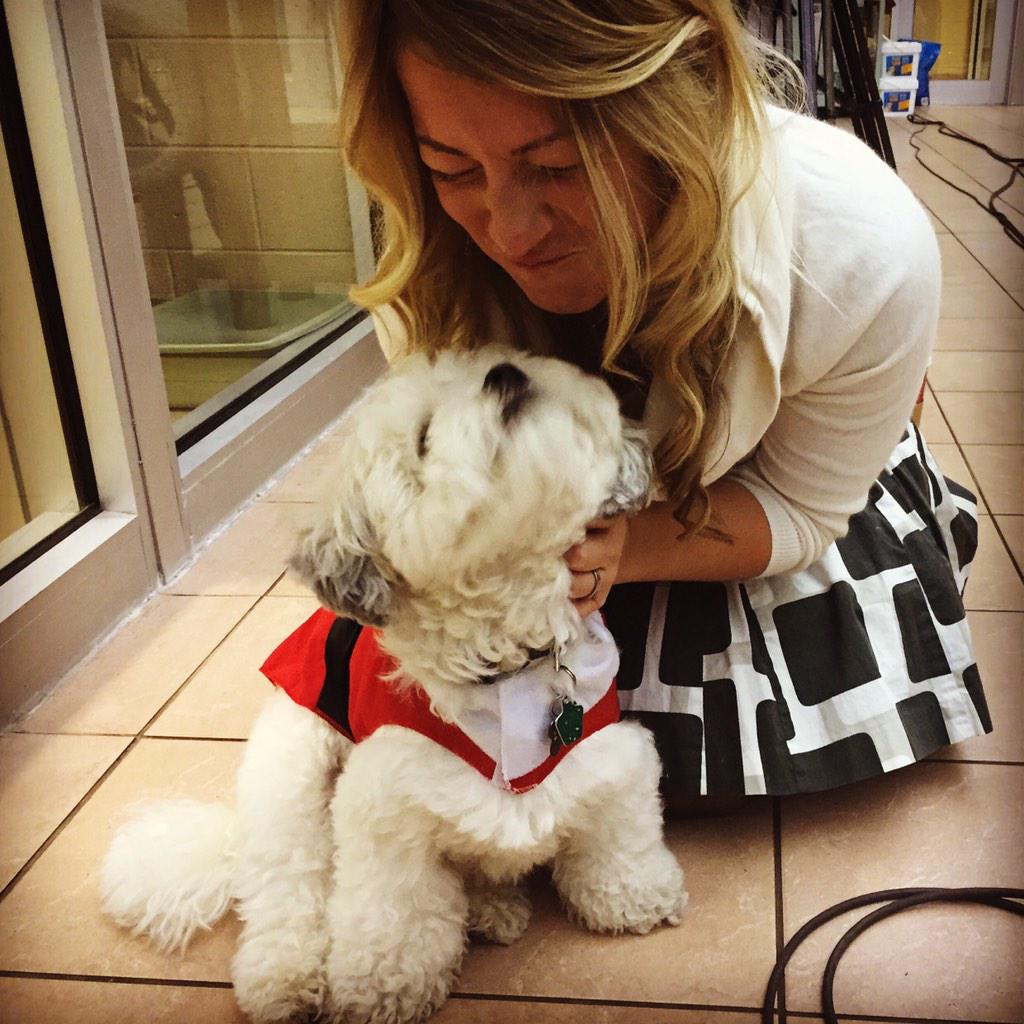 Cmoyer's tweet photo. #PuppyLove #SantaHank #Brewers #BallparkPup #UpSince4am http://t.co/EVaWJJuz0i