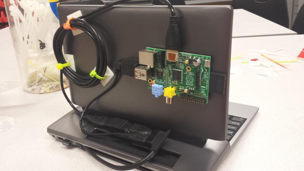 FRC2144's tweet photo. .#RaspberryPi laptop made with motorola atrix lapdock #GeekingOut #CSEdWeek #omgrobots http://t.co/o2D4H50Isp