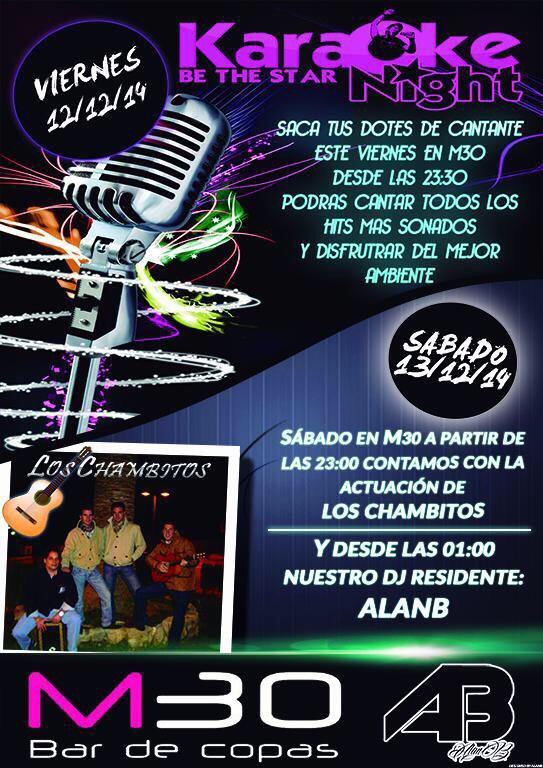 CafPubsMtreinta's tweet photo. ¿Tienes dotes de cantante? Este viernes puedes demostrarlo, y el sábado en concierto los chambitos y @Oficial_AlanB http://t.co/0X176uqZtA