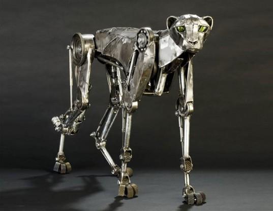 What an amazing sculpture of a cheetah by Andrew Chase made from various materials such as car parts #E-waste #WEEE