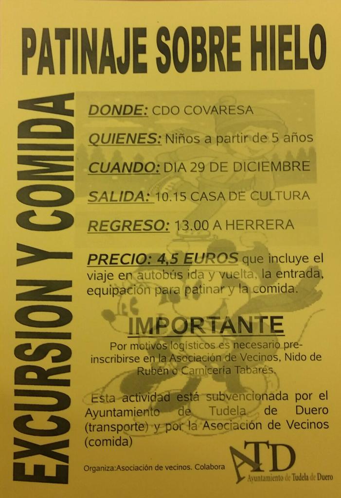 vecinosherrera's tweet photo. Excursión al CDO patinaje sobre hielo y comida. Imprescindible inscribirse en Nido, Carnicería o Asociación. http://t.co/9ixpbTvatT